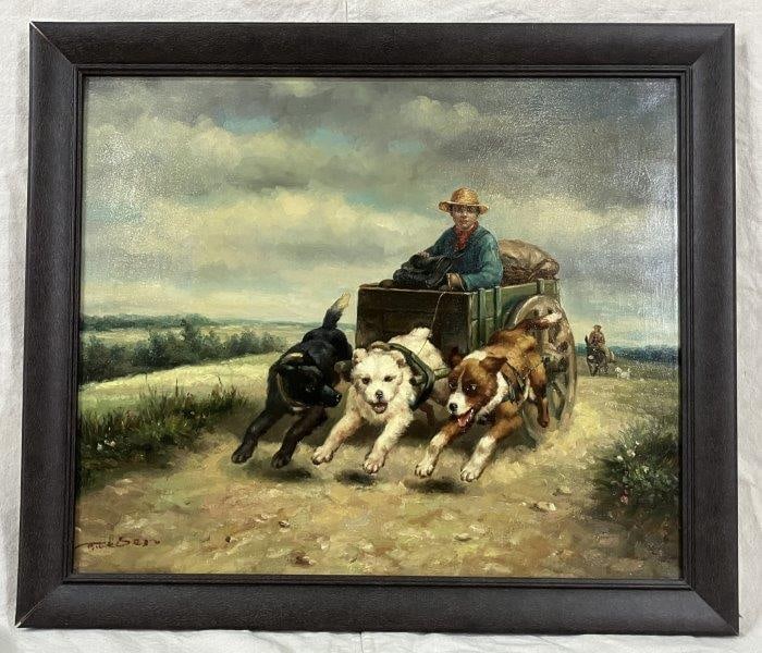 The Dog Cart Oil Painting After Henriette Ronner-Knip (1 of 8)