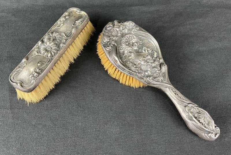 Two Sterling Silver Art Nouveau Brushes (1 of 7)