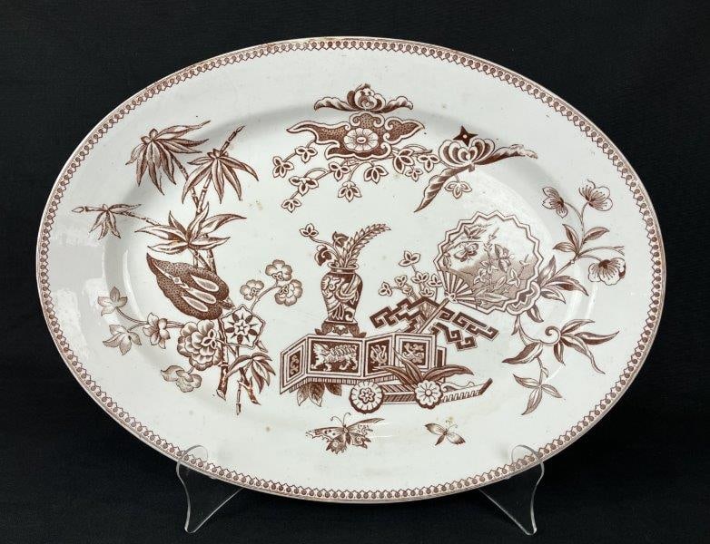 T. Elsmore & Son English Brown Transferware Platter (1 of 5)