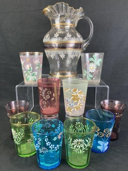 Victorian Ruffled Glass Pitcher and Tumblers (1 of 8)