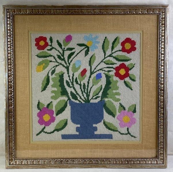 Vintage Framed Floral Needlepoint (1 of 9)