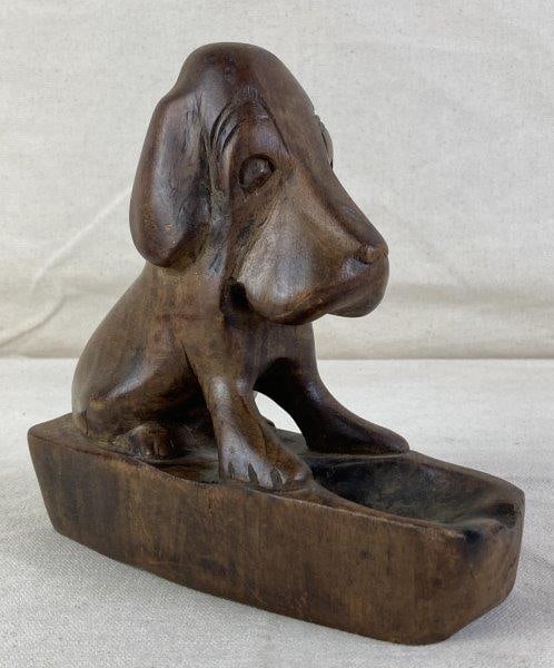 Folk Art Carved Basset Hound Pipe Holder (1 of 7)