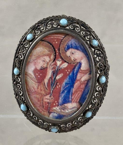 800 Silver Cannetille Annunciation Pendant Brooch (1 of 5)