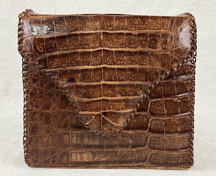 Vintage Brown Alligator Leather Shoulder Bag (1 of 14)