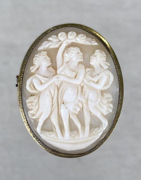 Antique Three Graces Classical Cameo Brooch Pendant (1 of 3)