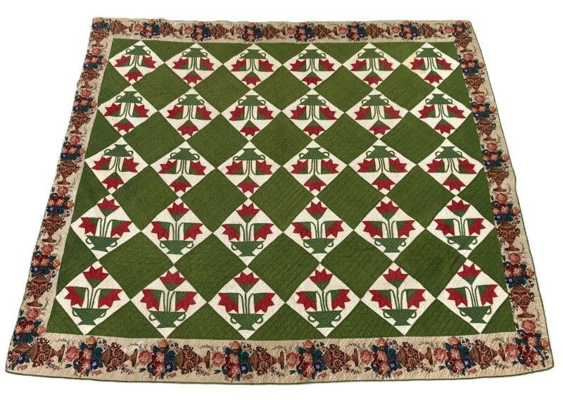 Early South Carolina Abbeville County Chintz Carolina Lily Pattern Quilt (1 of 11)