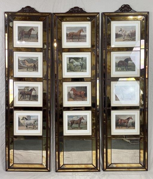 Three-Panel Mirrored Equestrian Screen (1 of 16)