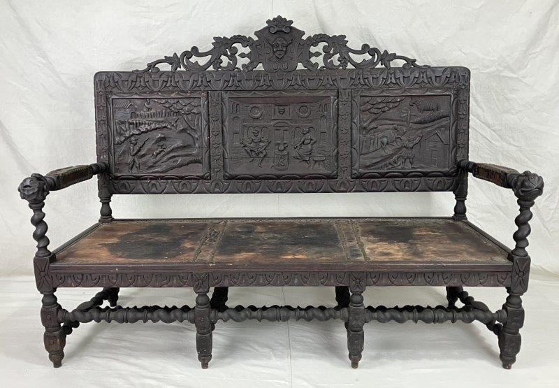 Heavily Carved Baroque Bench (1 of 16)