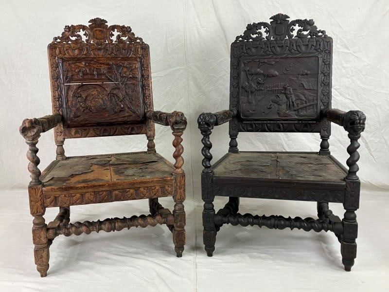 Pair of Heavily Carved Baroque Chairs (1 of 20)