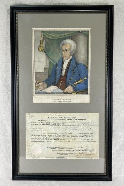 Andrew Jackson Signed Ohio Territory Land Document and Lithograph, 1830 (1 of 13)