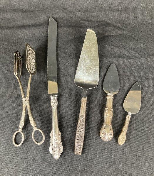 Silver-Handled Servers and Silverplate Tongs (1 of 9)