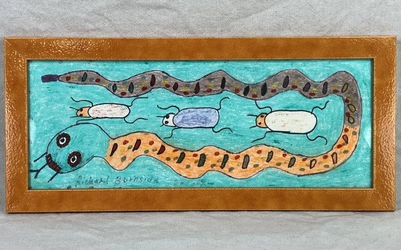 Richard Burnside Folk Art Snake Painting, South Carolina Artist (1 of 9)