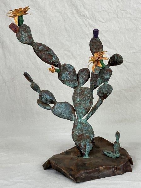 Mid-Century Modern Prickly Pear Copper Cactus Sculpture (1 of 8)