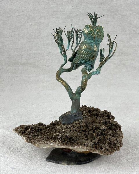 Bronze Owl and Geode Sculpture (1 of 7)