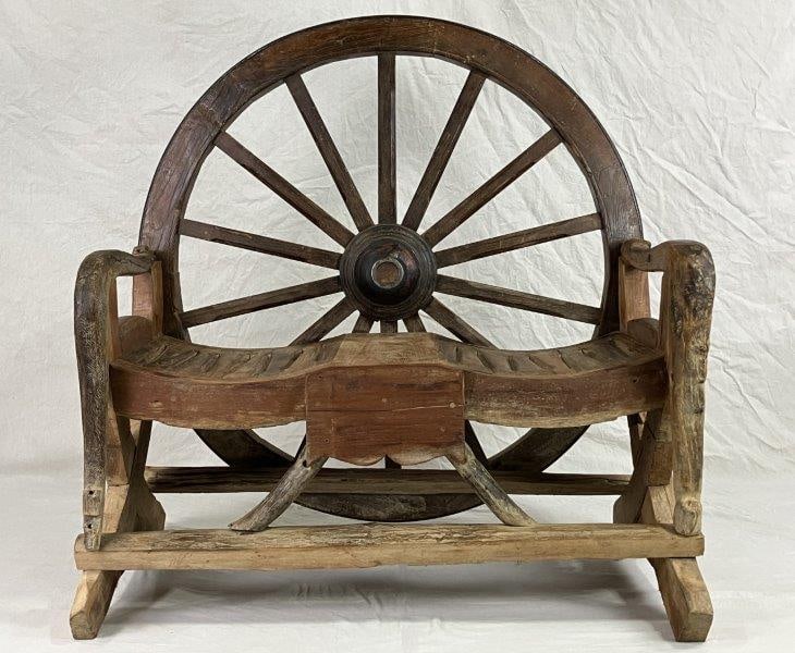 Folk Art Wagon Wheel Bench (1 of 9)