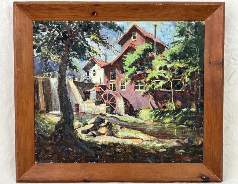 James Pearce Wharton Country Mill Landscape Oil Painting, 1953 (1 of 8)