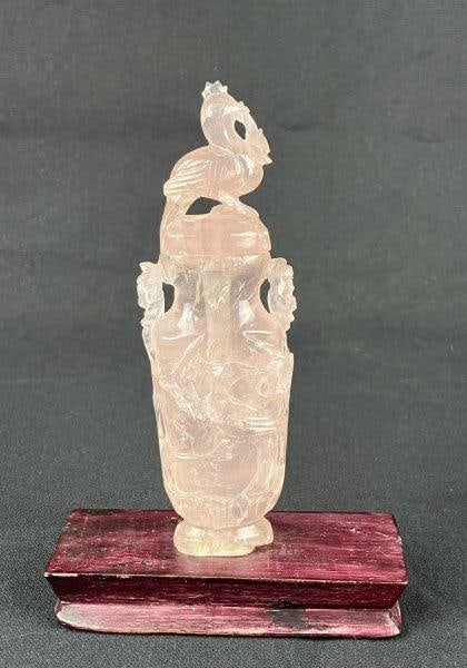 Chinese Rose Quartz Carved Bird Figurine (1 of 6)