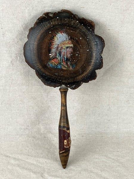 Folk Art Native American Painted Hand Mirror (1 of 4)