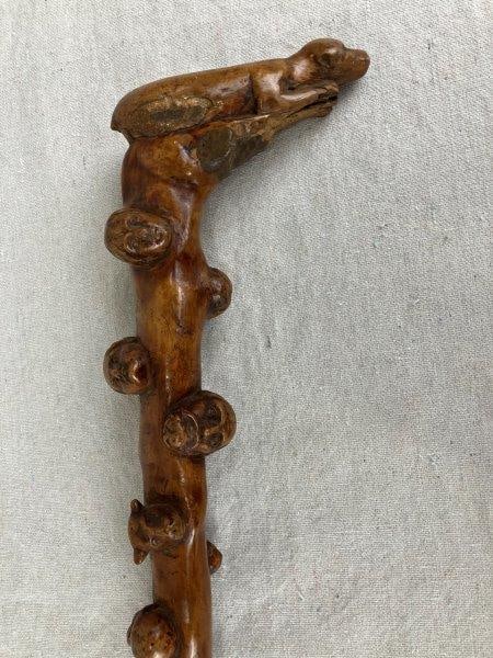 Folk Art Carved Cane with Dog Handle (1 of 6)