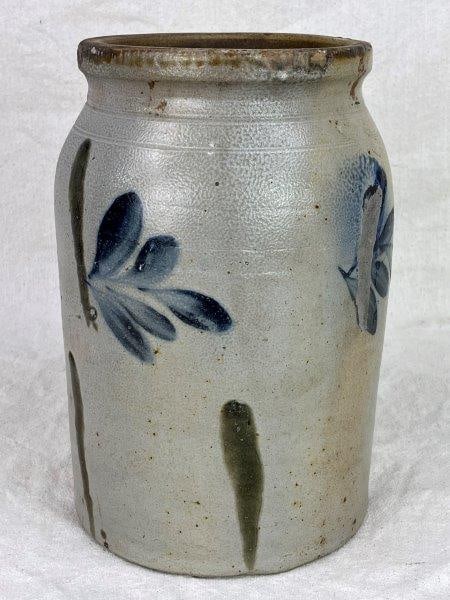 Salt-Glazed Blue Decorated Stoneware Crock (1 of 8)