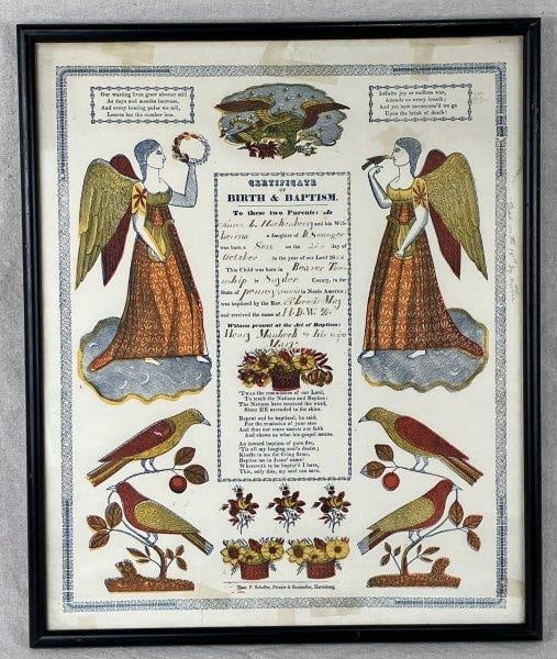 Pennsylvania Dutch Fraktur Birth Certificate, 1862 (1 of 8)