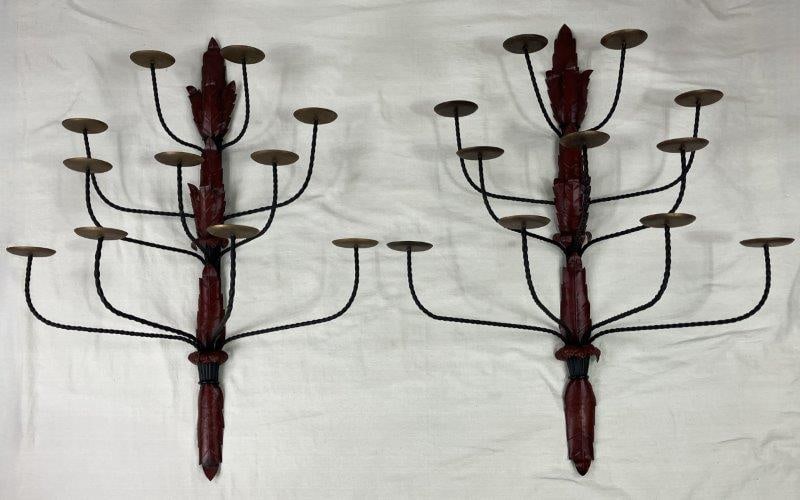 Ornate Large Wrought Iron Pair of Sconces (1 of 5)