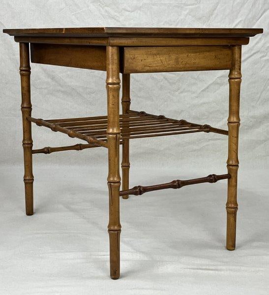 Mid-Century Modern Faux Bamboo One-Drawer Table (1 of 8)