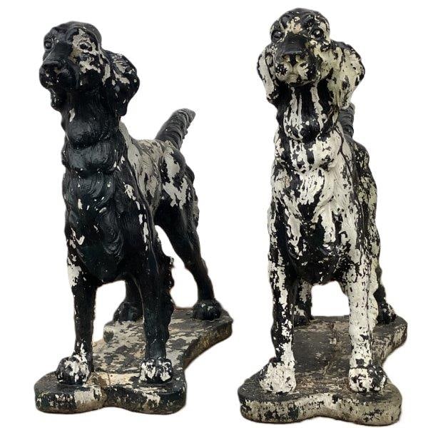 Pair of Vintage Irish Setter Dog Concrete Figurines, (1 of 6)