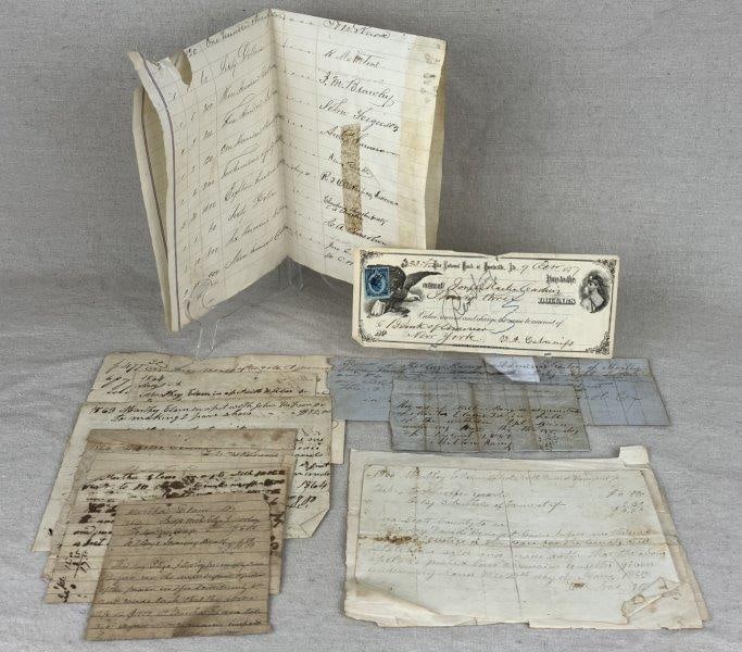 Civil War–Era Justice Documents, Banking Records, and Confederate Bank Note (1 of 20)