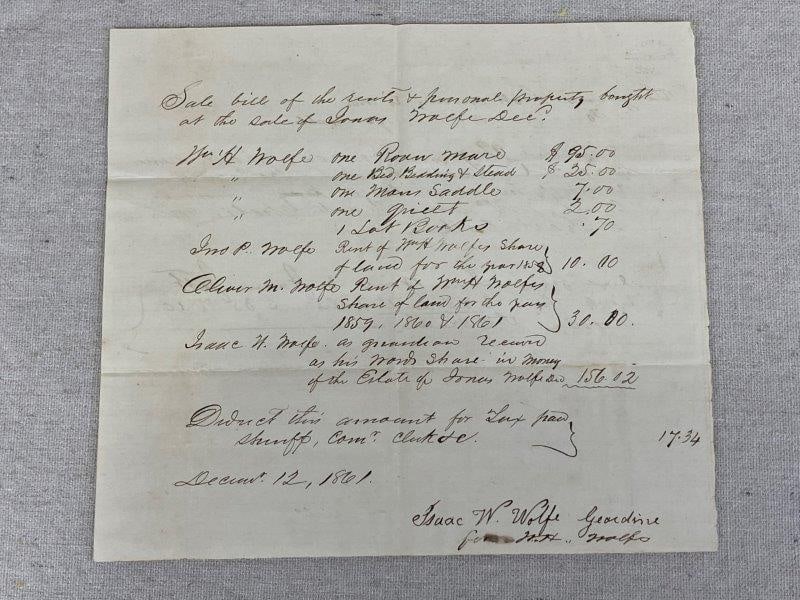 Civil War–Era Confederate Tax Document, Virginia, 1861 (1 of 6)