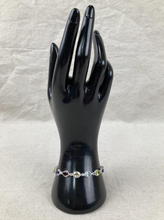 Sterling Silver Multi-Gemstone Tennis Bracelet - 3