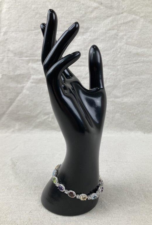 Sterling Silver Multi-Gemstone Tennis Bracelet - 4