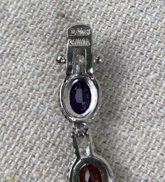 Sterling Silver Multi-Gemstone Tennis Bracelet - 6