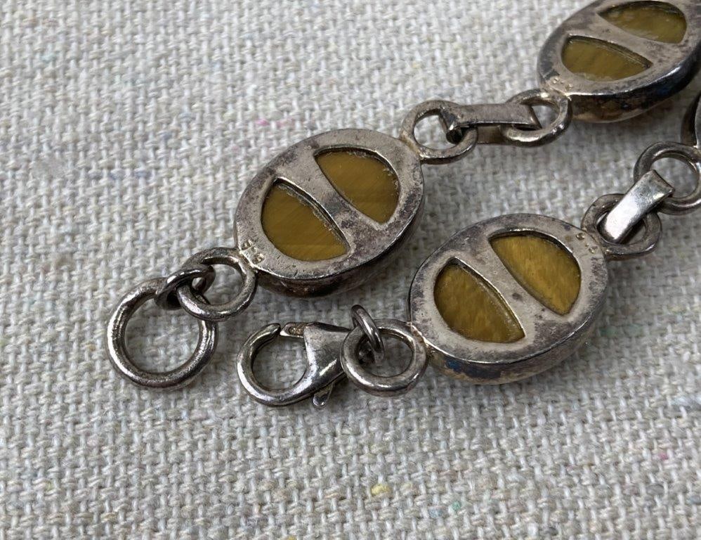 Sterling Silver and Tiger’s Eye Scarab Bracelet - 6