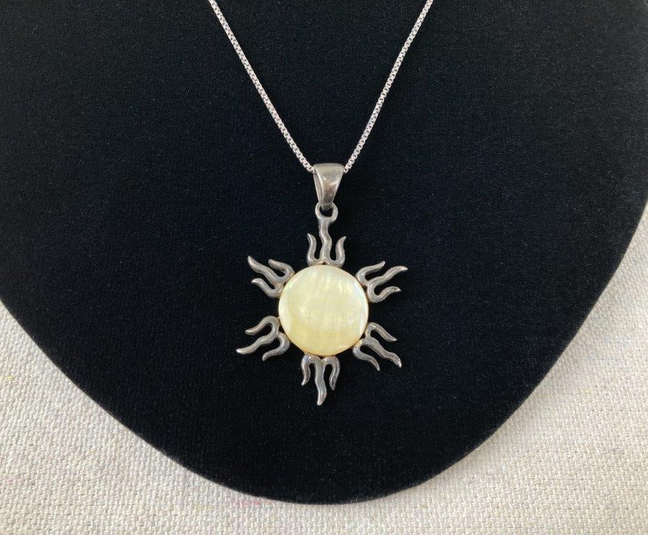 Sterling Silver and Shell Sun Necklace - 2
