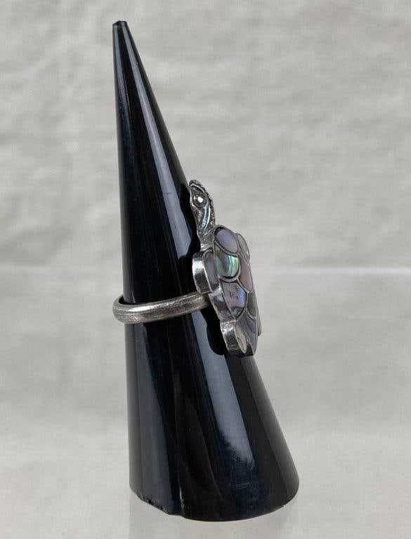 Sterling Silver and Abalone Sea Turtle Ring - 3
