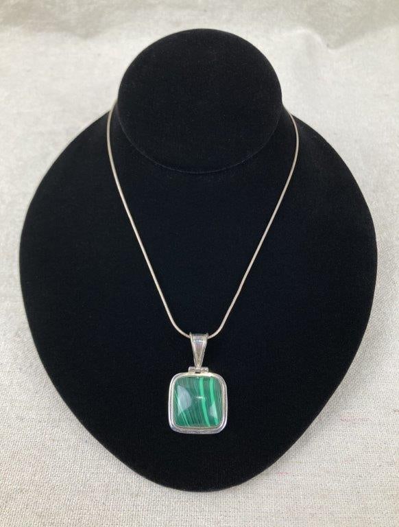 Sterling Silver and Malachite Necklace (1 of 5)