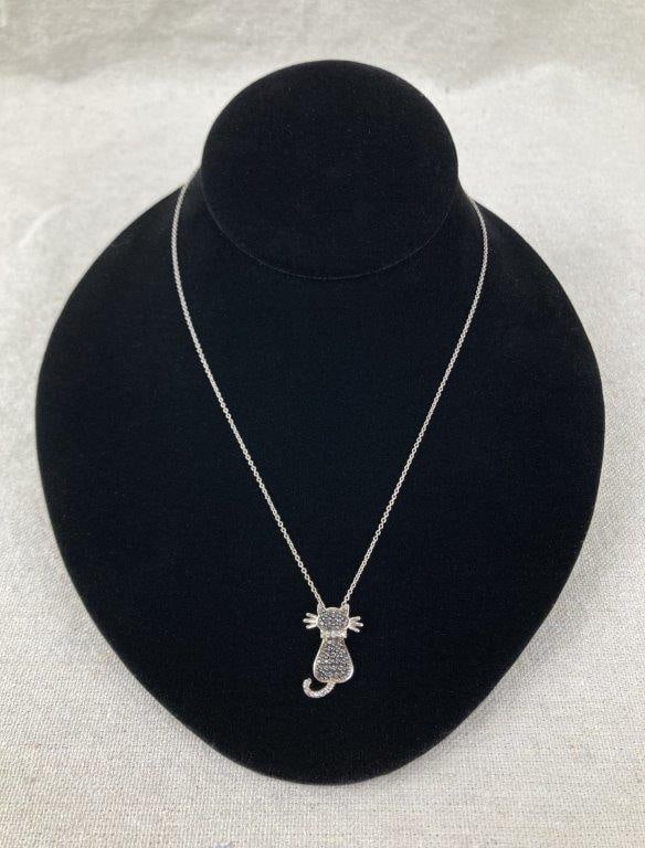 Sterling Silver and Marcasite Cat Necklace (1 of 5)