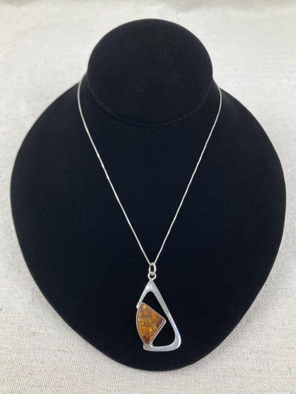 Sterling Silver Baltic Amber Necklace (1 of 4)