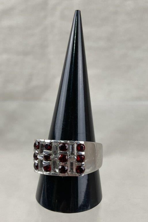 Men's Sterling Silver Garnet Ring (1 of 4)