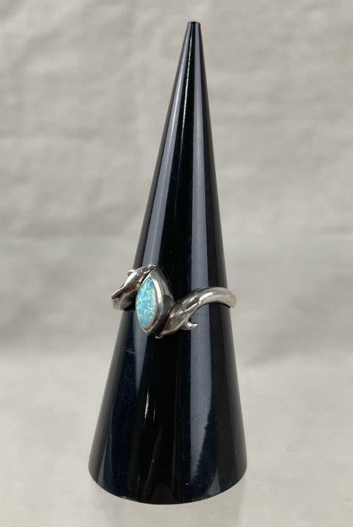 Artisan Sterling Silver Dolphin Opal Ring (1 of 5)