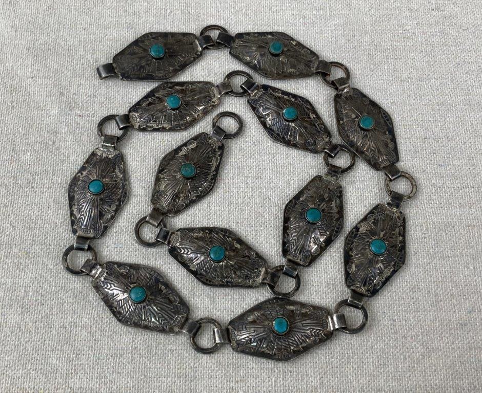 Silver-Plated Concho Belt with Turquoise Accents (1 of 4)