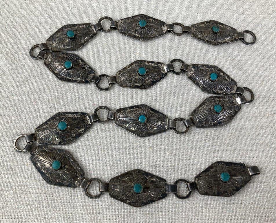 Silver-Plated Concho Belt with Turquoise Accents - 2