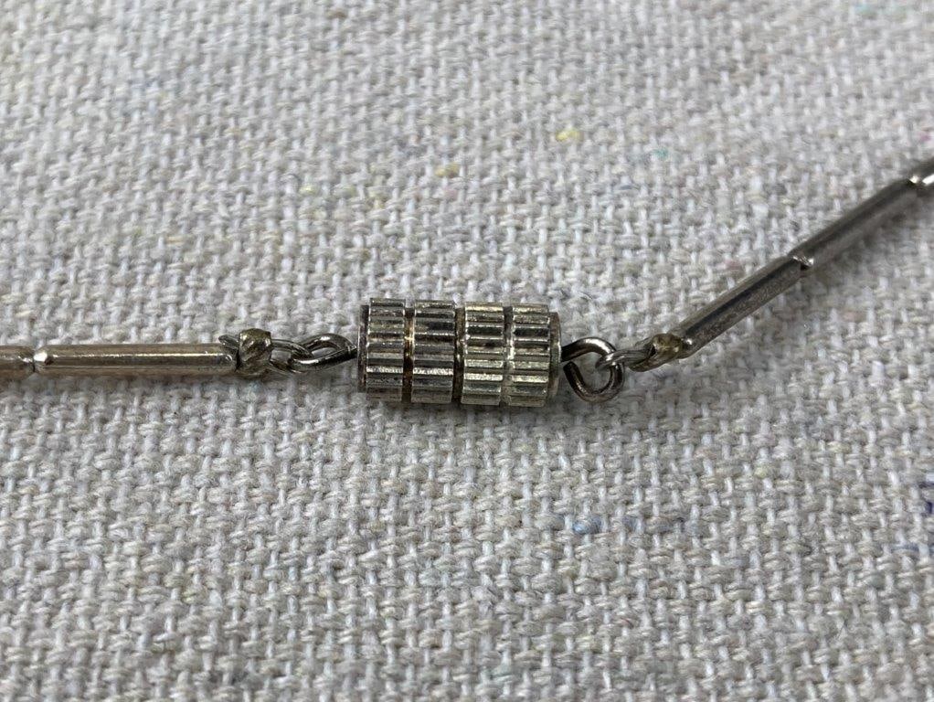 Artisan Silvertone Bead and Turquoise Necklace - 3