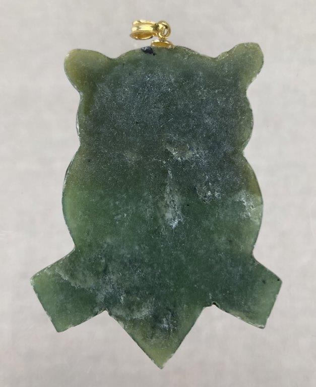 Carved Jade Owl Pendant - 3