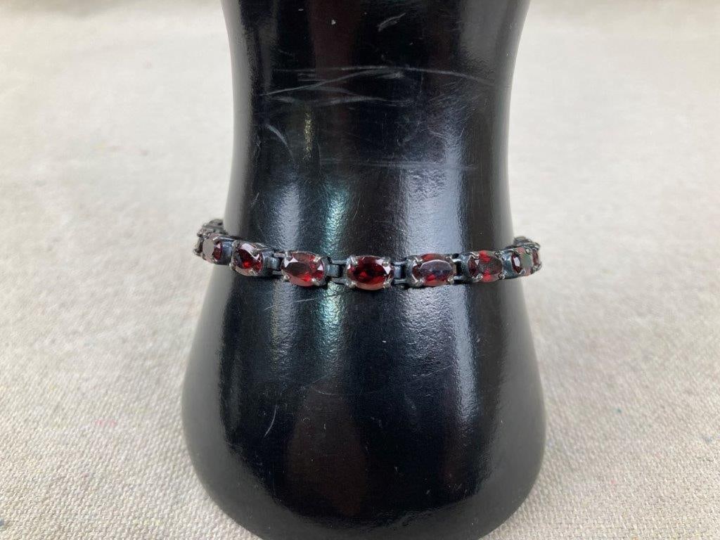 Sterling Silver Garnet Tennis Bracelet (1 of 5)