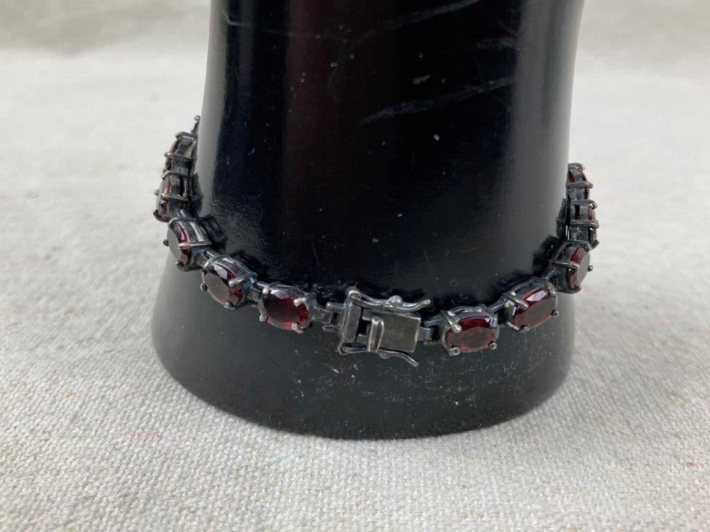 Sterling Silver Garnet Tennis Bracelet - 4