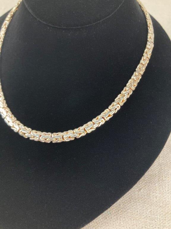 Sterling Silver Byzantine Link Chain Necklace - 2