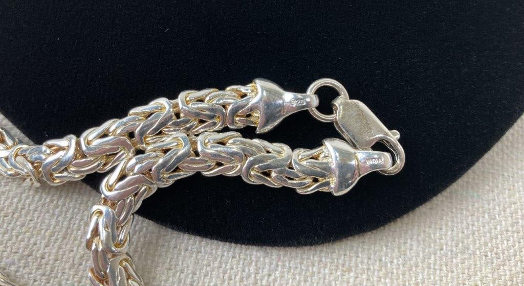 Sterling Silver Byzantine Link Chain Necklace - 3