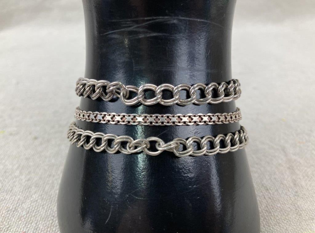 Three Sterling Silver Chain Bracelets (1 of 13)